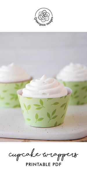 Green Leaves Cupcake Wrapper