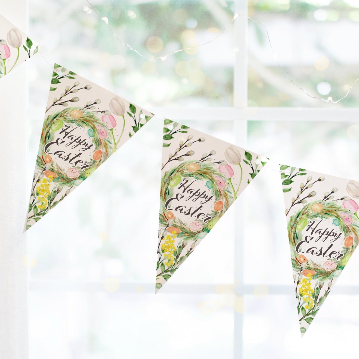 Easter Bunting - Happy Easter Botanical