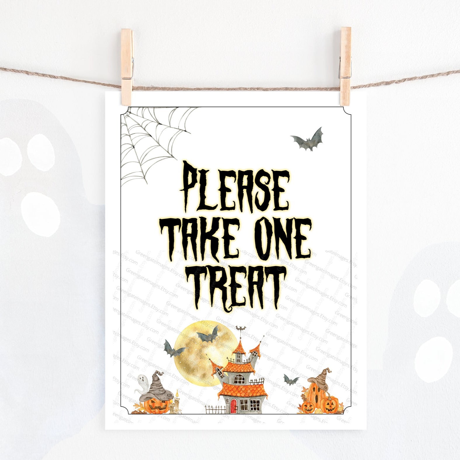 Haunted House Halloween Sign + Template