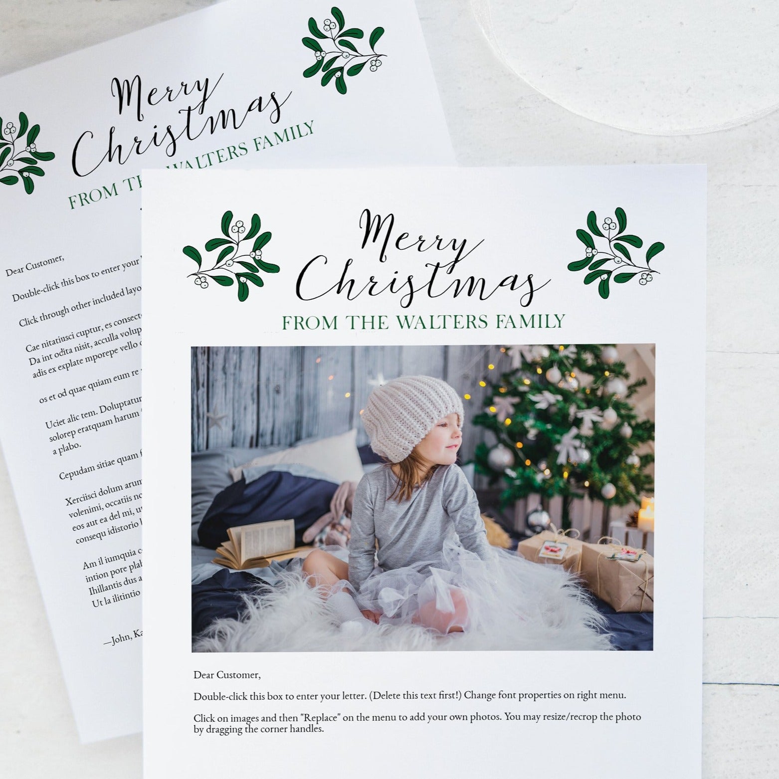 Christmas Letter Template - Mistletoe - Greengate Images