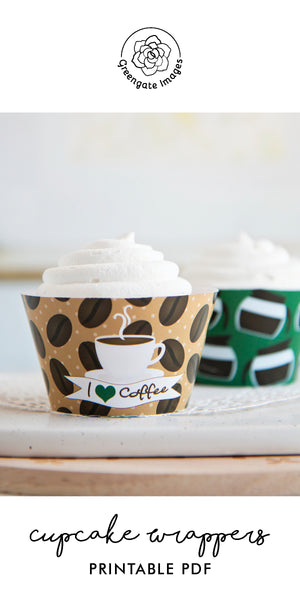 I Heart Coffee Cupcake Wrappers