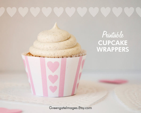Pink Heart Cupcake Wrappers 