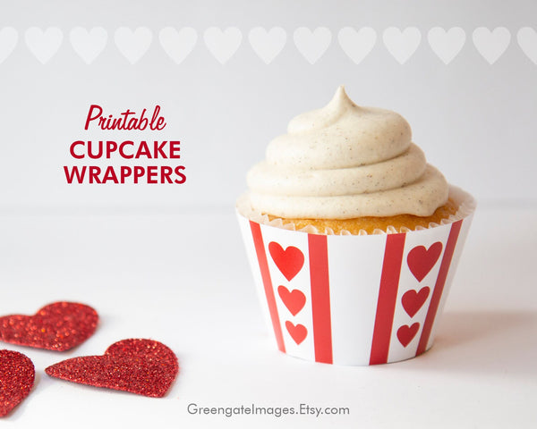Red Heart Cupcake Wrappers 