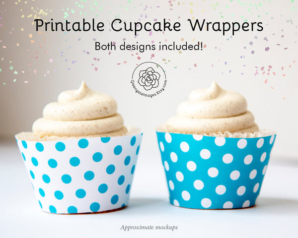 Aquamarine Polka Dot Cupcake Wrappers