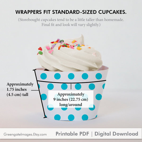 Aquamarine Polka Dot Cupcake Wrappers