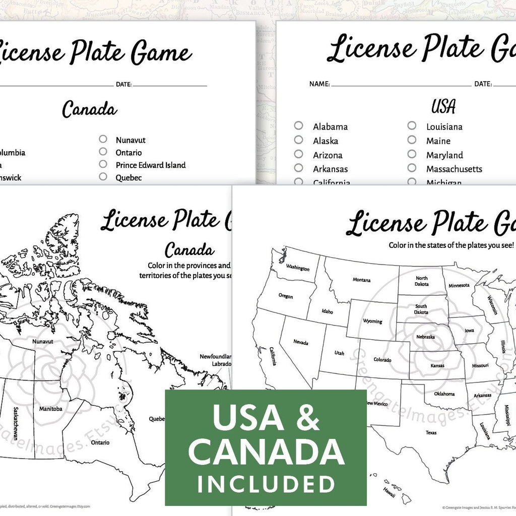 License Plate Game - US & Canada – Greengate Images license-plate-game-us-canada-greengate-images