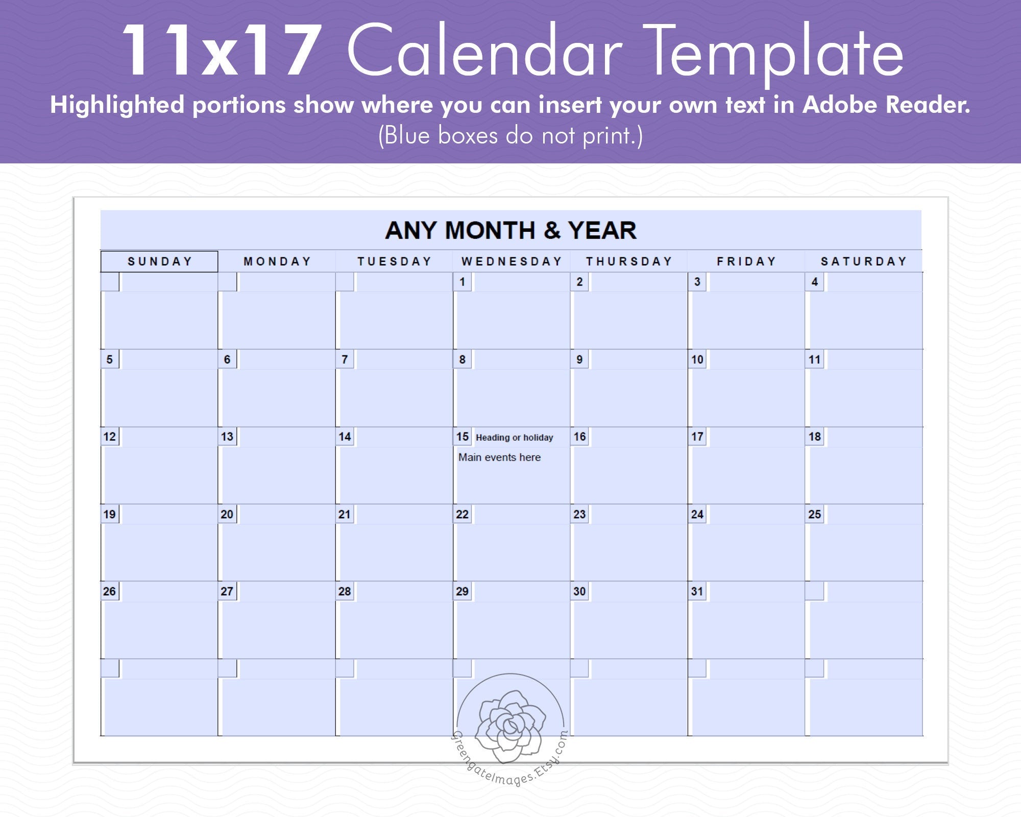 11x17 Calendar Template - Black and White – Greengate Images 11x17-calendar-template-black-and-white-greengate-images