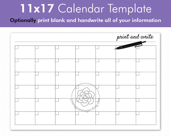 11x17 Calendar Template
