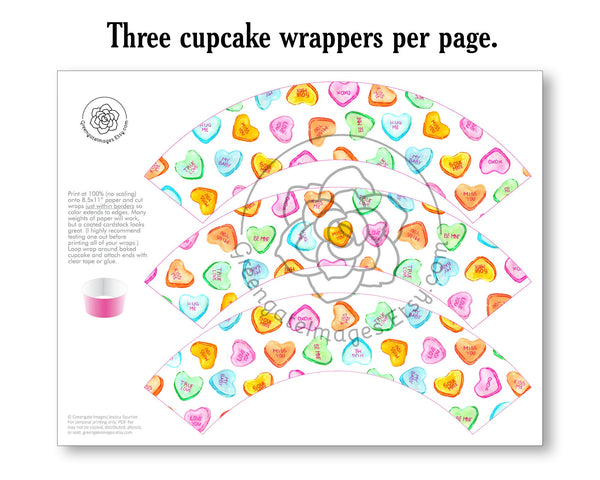Candy Heart Cupcake Wrappers