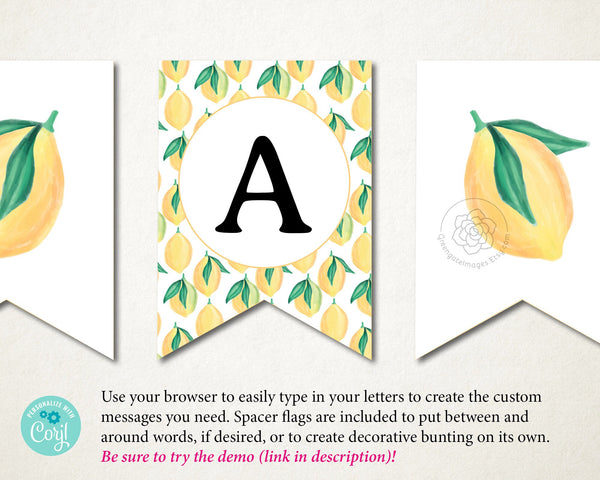 Lemon Message Banner - Printable Digital Download by Greengate Images