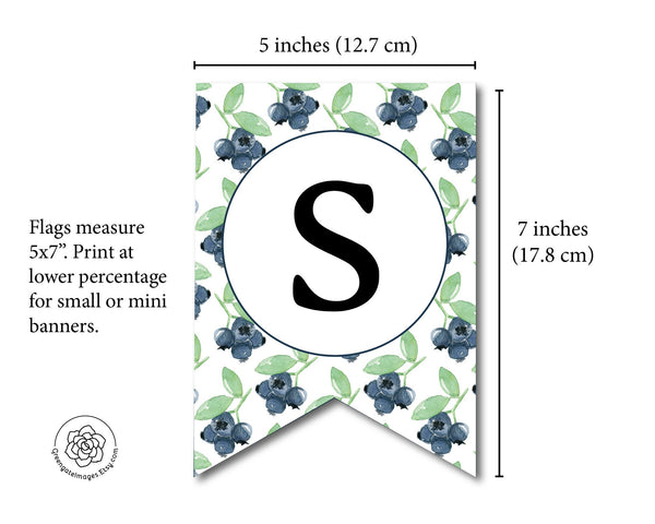 Blueberry Message Banner - Printable Digital Download by Greengate Images