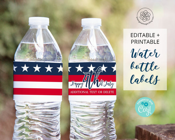Patriotic Water Bottle Label 
