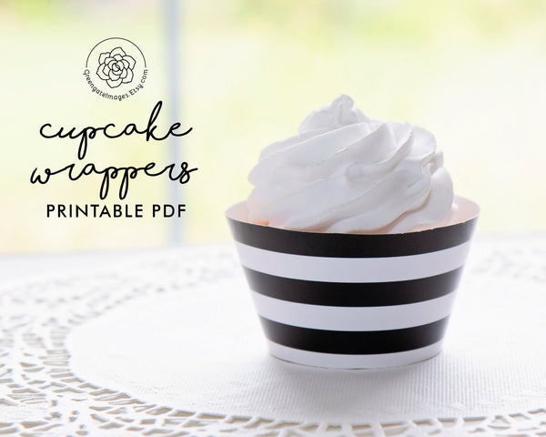 Black and White Striped Cupcake Wrappers 