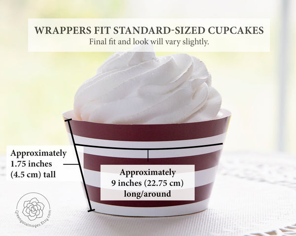 Burgundy Cupcake Wrapper - Printable Digital Download by Greengate Images