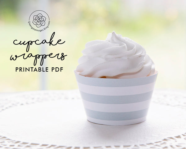 Light Gray Cupcake Wrapper - Printable Digital Download by Greengate Images
