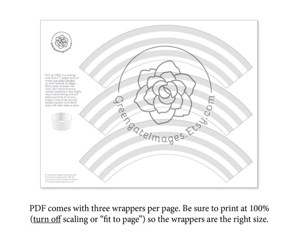 Light Gray Cupcake Wrapper - Printable Digital Download by Greengate Images