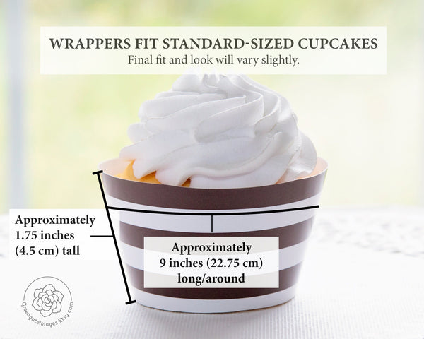 Brown Striped Printable Cupcake Wrapper - Printable Digital Download by Greengate Images