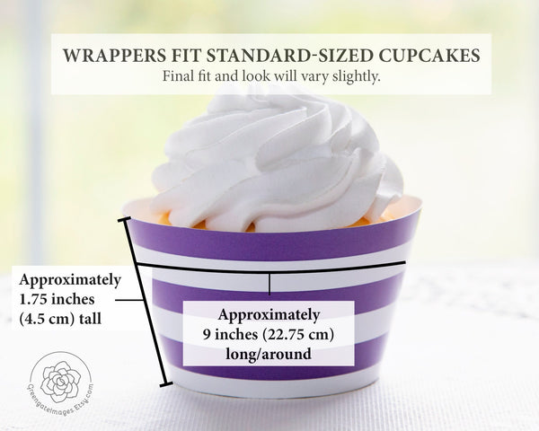 Purple Striped Printable Cupcake Wrapper - Printable Digital Download by Greengate Images