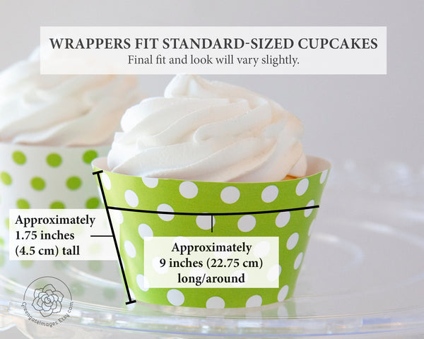 Lime Green Polka Dot Cupcake Wrappers - Printable Digital Download by Greengate Images