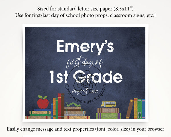 Printable First Day of School Sign 