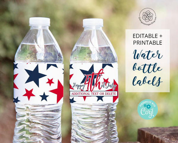 Patriotic Water Bottle Label 