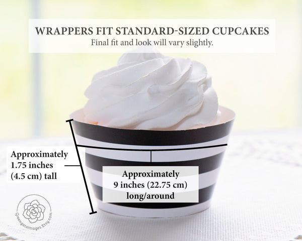 Black and White Striped Cupcake Wrappers 