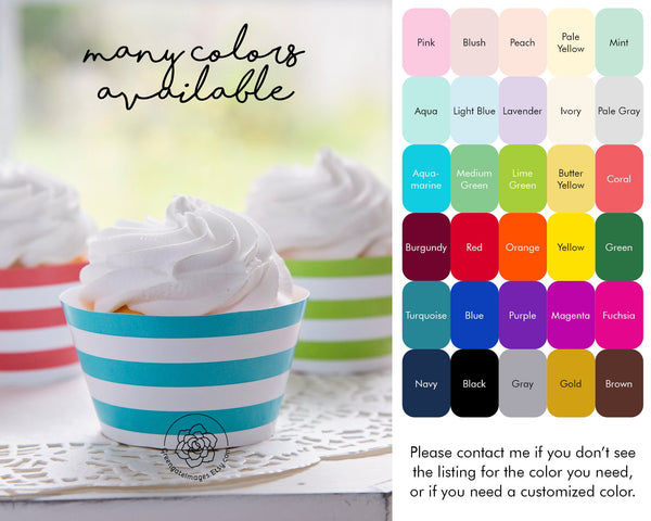 Teal Striped Printable Cupcake Wrapper - Printable Digital Download by Greengate Images