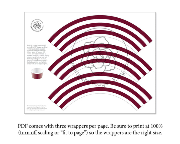 Burgundy Cupcake Wrapper - Printable Digital Download by Greengate Images