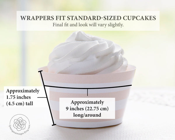 Peach Striped Printable Cupcake Wrapper - Printable Digital Download by Greengate Images