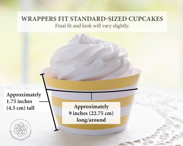 Butter Yellow Striped Printable Cupcake Wrapper - Printable Digital Download by Greengate Images