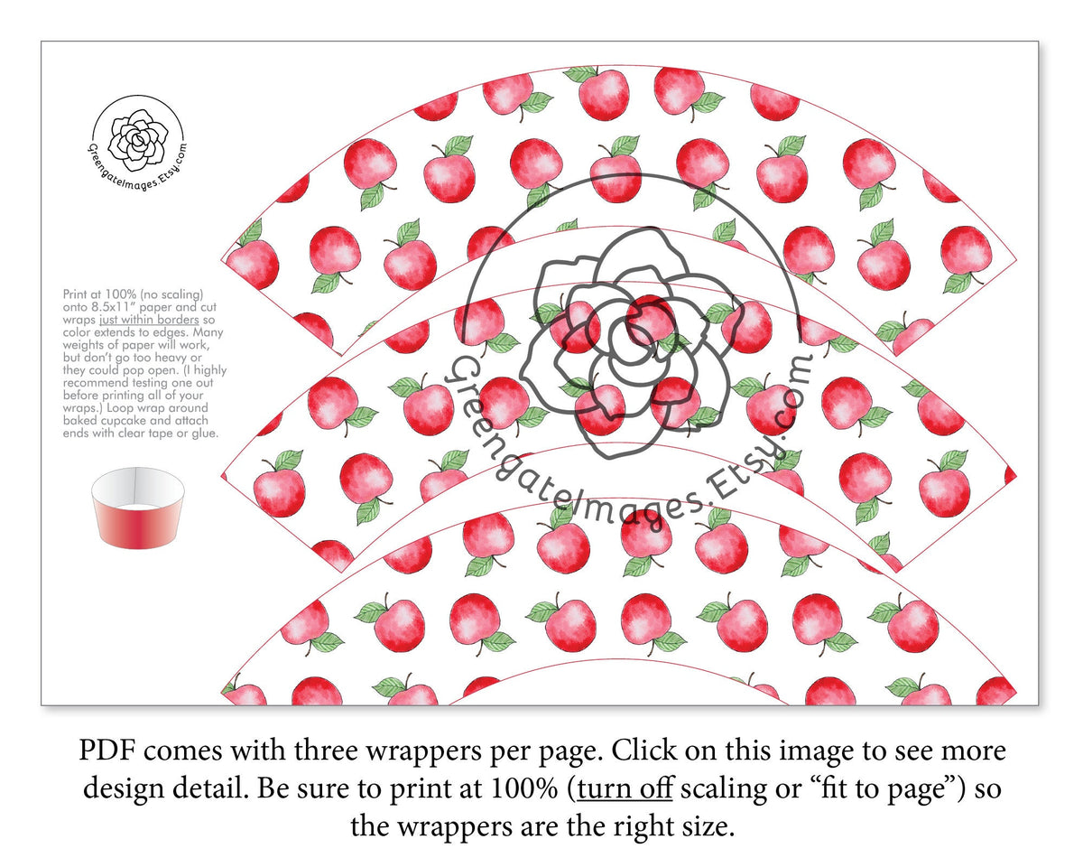 Apple Cupcake Wrapper - Red – Greengate Images