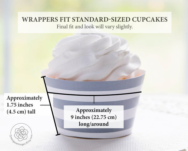 Gray Stripes Cupcake Wrapper - Printable Digital Download by Greengate Images