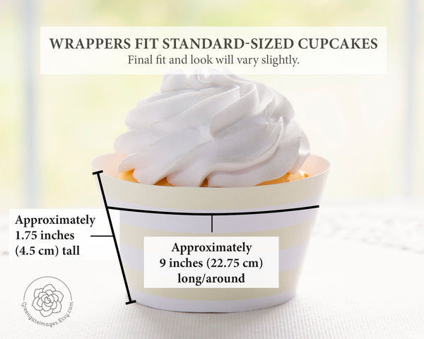 Light Pale Yellow Striped Printable Cupcake Wrapper - Printable Digital Download by Greengate Images