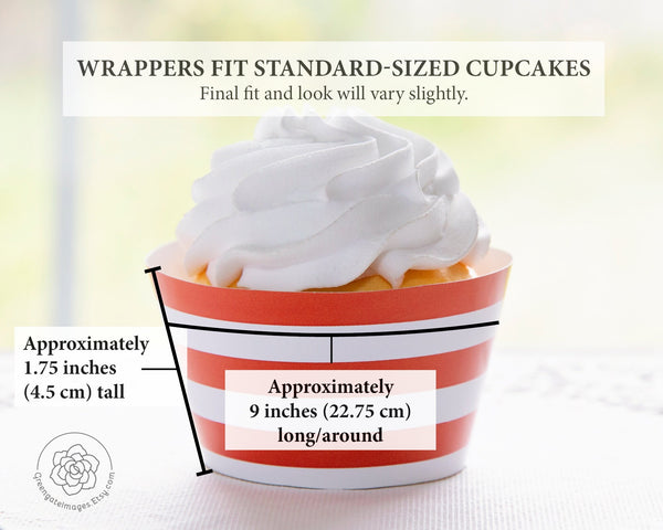 Orange Striped Printable Cupcake Wrapper - Printable Digital Download by Greengate Images