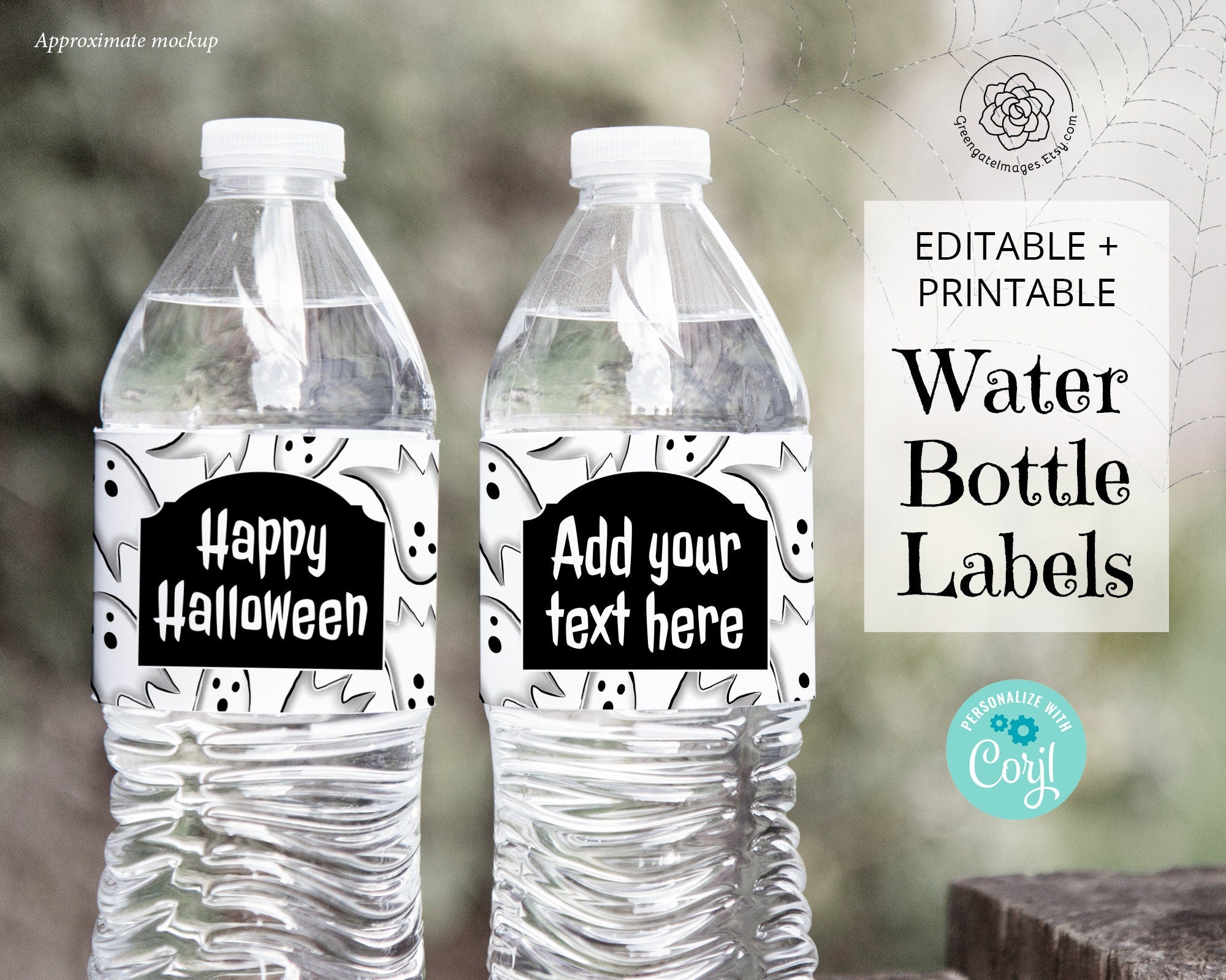 Ghost Halloween Water Bottle Label – Greengate Images ghost-halloween-water-bottle-label-greengate-images