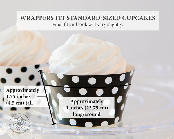 Black Polka Dot Cupcake Wrappers - Printable Digital Download by Greengate Images