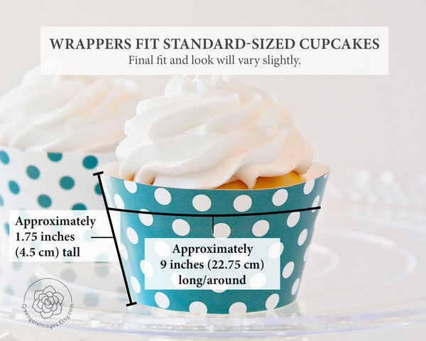 Teal Polka Dot Cupcake Wrappers - Printable Digital Download by Greengate Images