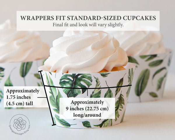 Tropical Leaves Cupcake Wrapper - Printable Digital Download by Greengate Images