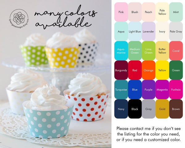 Blue Polka Dot Cupcake Wrappers - Printable Digital Download by Greengate Images