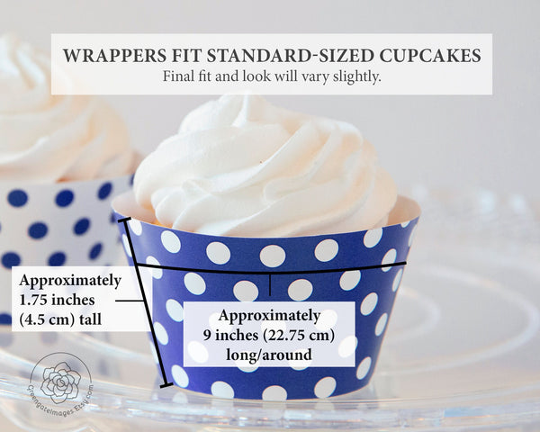 Blue Polka Dot Cupcake Wrappers - Printable Digital Download by Greengate Images
