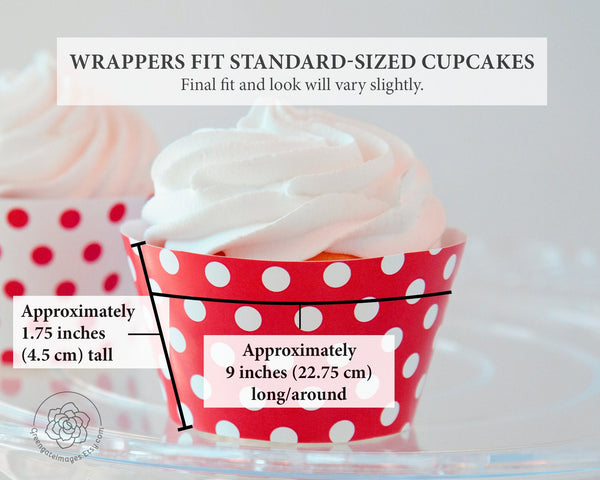 Red Polka Dot Cupcake Wrappers - Printable Digital Download by Greengate Images