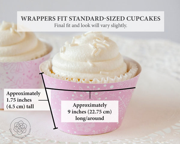 Pink Snowflake Cupcake Wrappers 