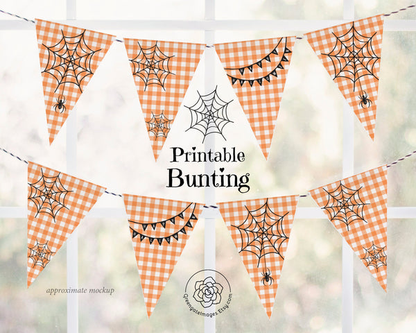 Orange Gingham Halloween Bunting - Printable Digital Download by Greengate Images