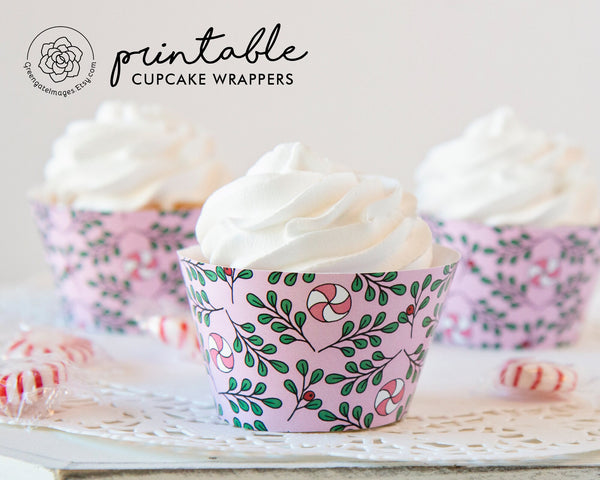 Pink Peppermint Cupcake Wrappers 