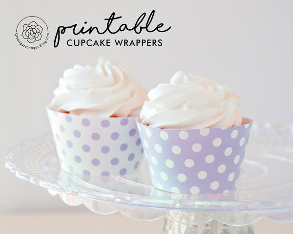 Lavender Polka Dot Cupcake Wrappers - Printable Digital Download by Greengate Images