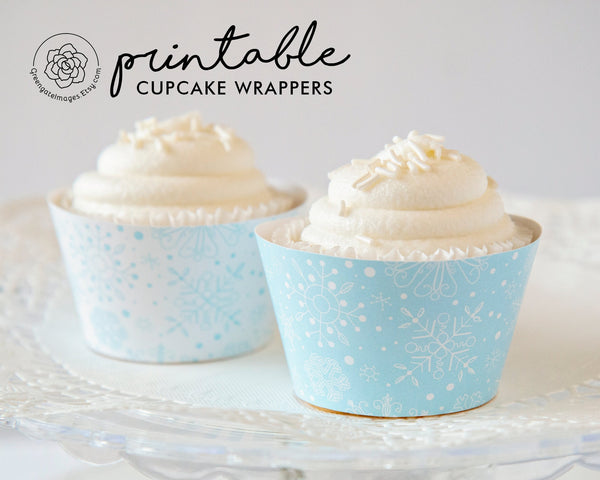 Light Blue Snowflake Cupcake Wrappers 