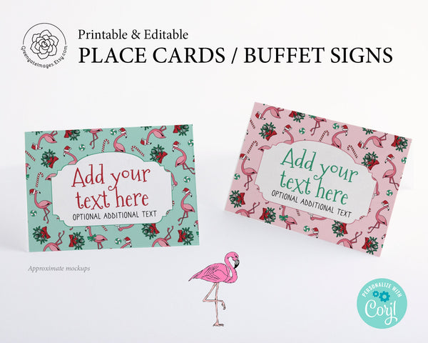 Christmas Flamingo Place Cards 