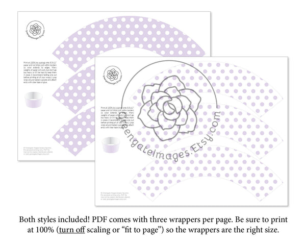 Lavender Polka Dot Cupcake Wrappers - Printable Digital Download by Greengate Images