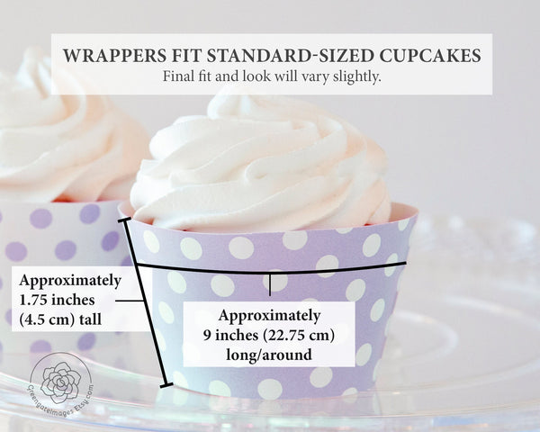 Lavender Polka Dot Cupcake Wrappers - Printable Digital Download by Greengate Images