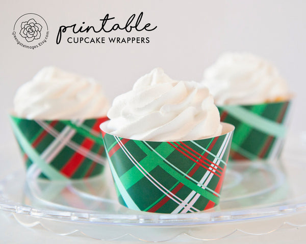 Christmas Plaid Cupcake Wrappers 